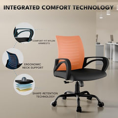 beAAtho® Verona Mesh Mid Back Ergonomic Office Chair with 3 Years Limited Warranty - Adjustable Height, Strong Metal Base, Revolving Study & Computer Chair for Work from Home (Grey)
