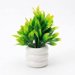 amazon basics Artificial Potted Plants, Artificial Plastic Eucalyptus Plants Small Indoor Potted Houseplants, Small Faux Plants for Home Decor Bathroom Office Farmhouse (Set of 8)
