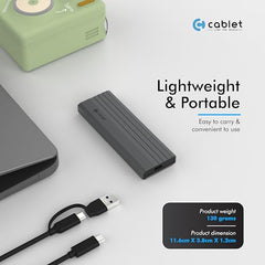 Cablet M.2 NVMe/NGFF SSD Enclosure USB 3.1 Gen2 10Gbps for 2242/2260/2280 M-Key/M+B Key PCIe SSD, Supports Dual Protocol NVMe and NGFF SSD, UASP Max 2TB, Aluminium Case