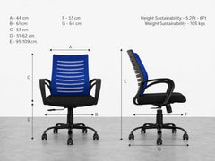 CELLBELL Desire C104 Mesh Mid Back Chair | Ergonomic Office, Study, Revolving, Computer Chair for Work from Home Heavy Duty Metal Base, Seat Height Adjustable (Black)