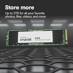 Crucial E100 2TB M.2 NVMe PCIe Gen4 Internal SSD, Up to 5,000MB/s, Laptop & Desktop Compatible - CT2000E100SSD8