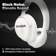 GameSir Newly Launches Echo Plus: Premium Over-Ear Wireless Bluetooth Headphones Deep Bass, Passive Noise Cancellation, Built-in Mic,5 Hours of Music & Talk Time, for Adults Men & Women (White)