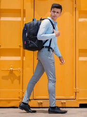 Cosmus Atomic Dx 3 Compartment Large Laptop Bag Black Navy Blue Polyester Laptop Backpack
