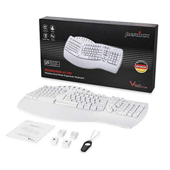 Perixx PERIBOARD-612W Wireless Ergonomic Split Keyboard with Dual Mode 2.4G and Bluetooth Feature, Compatible with Windows 10 and Mac OS X System, White, US English Layout