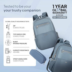 American Tourister Jit+ 2.0 Style 02, 25L Office 3 Compartment Laptop Backpack With Cable Organizer Pouch, USB Charging Port, Trolley Strap & Rain Cover For Unisex, Men & Women - Deep Blue