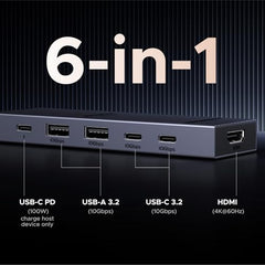 UGREEN USB C Hub with 4K@60Hz HDMI, 10Gbps Type A & C Data, 100W PD Ports | Aluminium Revodok Pro 6 in 1 Type C Adapter for PC Tablet Phone Compatible with MacBook Air, iPad, iPhone 18/17/16/15, etc