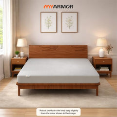 MY ARMOR Waterproof Mattress Protector King Size, 78x72, 6.5x6 feet, Double Bed Protector Sheet Cover, Breathable and Hypoallergenic Ultra Soft Fitted Terry Cotton Feel Fabric, Elastic Skirting, Grey