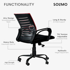 Amazon Brand - Solimo Worklo Mid Back Office Chair for Work from Home | Study | Revolving | Computer (Heavy Duty Powder Coated Metal Base, Stylish Black Mesh)