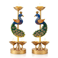 Festive Elegance Peacock Theme Decorative Tealight Stand | traditional handmade