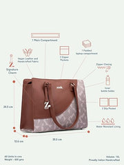 ZOUK Office Essential Bag | Jute | Vegan Leather Handcrafted Tote Bag With Double Handle Shoulder Strap | Bristel