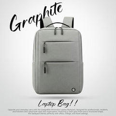 GadgetBite Graphite 20L Laptop Backpack with 15.6" Laptop Compartment, USB Charging Port, Organiser Pockets and Bottle Holder. Ideal for Office, College and Travel - Charcoal Grey
