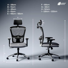 Green Soul Jupiter Superb | Ergonomic Mesh Office Chair for Work | 3 Year Warranty | Multi-Lock Synchro Tilt Recline Mechanism | 2D Armrest | Adjustable Lumbar | High Back | Black