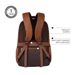 Gear Vintage 4 19"/29L anti theft faux leather Medium Water Resistant Laptop Backpack/Casual Backpack/Daypack/Travel Backpack/College Bag For Men/Women(Pitch Black-Black)