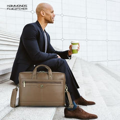 HAMMONDS FLYCATCHER Genuine Leather Office Bag for Men - 15.6 Inch Laptop Bag for Men, Adjustable Strap, Multi Compartments - Ideal for Office, Travel, Daily Use - 1 Year Warranty - Brown