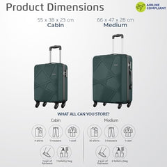Safari Polypropylene Spinner Pentagon Pro 8 Wheels Set Of 3 (Cabin + Medium + Large) Trolley Bags, Hard Case, 360º Wheeling Luggage, Suitcase For Travel, Navy, 55, 65, 75 cm
