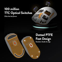 Cosmic Byte Aether Tri-Mode Wireless Gaming Mouse | 2.4GHz + Bluetooth + Wired | Pixart PAW3311 Sensor | 12000 DPI | 1000Hz Polling | 55g | 100M TTC Optical Switches | Replaceable Battery (Black)