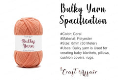 Craft Affair | Bulky Yarn/Blanket Yarn (8mm, 50 Meter, 100 Gram) | Chenille Yarn | for Craft Project: Blood Red