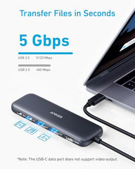Anker USB C Hub, 332 USB-C Hub (5-in-1) with 4K HDMI Display, 5Gbps USB-C Data Port and 2 5Gbps USB-A Data Ports and for MacBook Pro, MacBook Air, Dell XPS, Lenovo Thinkpad, HP Laptops and More