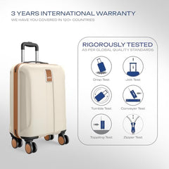 Safari Thorium Royale 8 Wheels Set of 2 Trolley Bags Hard Case Polycarbonate Luggage, TSA Lock, Wet Pouch Organized Interior, Suitcase for Travel, Trolley Bags for International Travel, Vanilla Tan