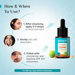 Pilgrim 10% Vitamin C Face Serum for Glowing Skin with Niacinamide - 10ml | 5% Niacinamide & Glutathione, Brightening, Fades Dark Spots & Evens, Dullness, Sensitive Skin Safe, Oil Free, All Skin Types