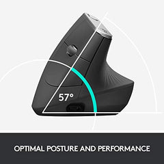 Logitech MX Vertical Advanced Ergonomic Mouse, Wireless via Bluetooth or Included USB Receiver