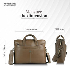 HAMMONDS FLYCATCHER Genuine Leather Office Bag for Men, 15.6 Inch Professional Brown Laptop Bag for Men, Adjustable Strap & Multi Compartments, 1 Year Warranty - Office, Travel, Daily Use