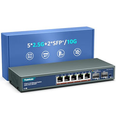 YuanLey 18 Port 2.5G PoE Switch Unmanaged, 16 x 2.5G Base-T PoE Ports, 2 x 10G RJ45 UpLink, IEEE802.3af/at, 250W, Compatible with 100/1000/2500Mbps, Metal Case, 2.5Gbe Network Switch
