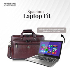 Hammonds Flycatcher Genuine Leather 15.6 Inch Laptop Office Bag for Men | 15.6” Padded Laptop Sleeve| 3 Zip Pockets| Detachable & Adjustable Strap| Pen,Wallet & Mobile Pocket |Durable|1 Year Warranty