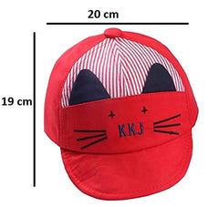 SYGA 1 Piece Large Cartoon Striped Ear Design Head Design Baby Cotton Sleep Cap_Blue_Size:19 * 20 cm_Suitable for 6 to 24 Months Baby