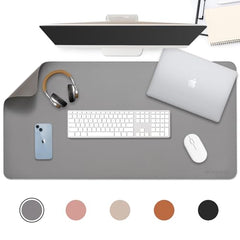 AROPANA Anti-Slip Extended Mouse Pad 90x45cm | PU Vegan Leather Desk Mat | Large Computer Desk Protector Pad with Suede Base for Keyboard, Laptop, Office & Home (Grey)
