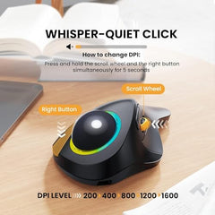 ProtoArc EM03 Wireless Bluetooth Trackball Mouse, Ergonomic RGB Rollerball Rechargeable for Computer, Laptop, 3 Device Connection & Index Finger Control for iPad, Mac, Windows - Graphite