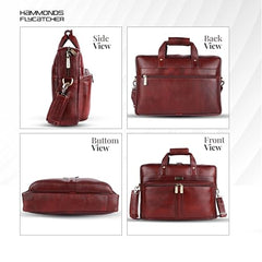 Hammonds Flycatcher Genuine Leather 15.6 Inch Laptop Office Bag for Men | 15.6” Padded Laptop Sleeve| 3 Zip Pockets| Detachable & Adjustable Strap| Pen,Wallet & Mobile Pocket |Durable|1 Year Warranty