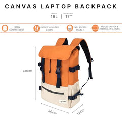 F Gear Canyon 18L Premium Canvas Laptop Backpack|Water-Resistant Fashionable Travel, Office & College Bag, Padded Laptop & Tablet Sleeves Fits Upto 17 Inch Laptop|Men & Women (Cosmic Orange)