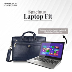 HAMMONDS FLYCATCHER Genuine Leather Office Bag for Men - 15.6 Inch Laptop Bag for Men, Adjustable Strap, Multi Compartments - Ideal for Office, Travel, Daily Use - 1 Year Warranty - Brown