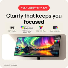 LG 34U511A 86.36cm (34 Inch) UltraWide WFHD (2560x1080) IPS Monitor, Anti-Glare, sRGB 99%(Typ.), Reader Mode, HDR10, 3-Side Virtually Borderless, HDMI, DP, HP Out, Tilt Adjustment Slim Stand (Black)