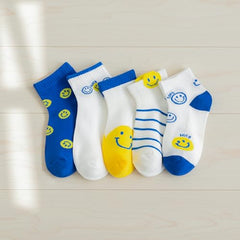 MOMISY 5 Pairs Baby kids Girl Boys Toddlers InfantmCotton Stretch Baby Socks (IN, Age, 3 Years, 5 Years, Emoji/)