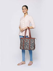 ZOUK Office Bag | Stylish Bags for Office Use | Laptop Bag 15.6 inch | Stylish Tote for Office Use | Purse for Women | Vegan Leather Handbag | Daily & Travel Use | Multicolor Mandala Print