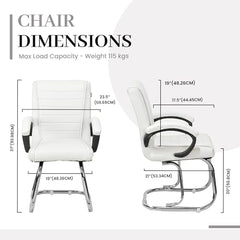 KITHANIA Executive Office Home Study Chair Library Chair with Cushioned Arm Rest & Seat Back, Reception or Conference Room Seating, 100 Kgs Limit (2, Pink, Double Pipe Chrome Frame)