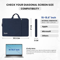 Dyazo 15.6 Inch Laptop Sleeve with Charger Pouch | Front Pocket with Handle Water Resistant Sleeve Case | Compatible for MacBook, HP, Dell, Acer, Asus, Microsoft, Samsung and Other Notebooks (Grey)