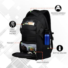 F Gear Trofeo Black 30L Premium Laptop Backpack | 2 Compartments & 2 Pockets | Durable Lightweight Water-Resistant Bag for Men & Women | Fits Upto 17 Inch Laptop | For College, Office & Travel