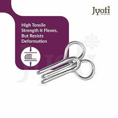 JYOTI Dress Hook (50 Hooks of 3 Wire Size 2 of Brass Material in Nickel Free Finish in a Pouch), Hooks for Ladies Blouses, Dresses, Chudidars, Children Dresses, Frocks, and Gowns - Pack of 5 Pouches