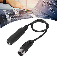 Bewinner 6.35mm Female 1/4" TRS to DIN 5 Pin MIDI Cable Adapter, 1ft 5-Pin Din Male to 6.35mm Female TRS Stereo Audio Cable for Speaker, Amplifier, Mixer to MIDI Keyboard