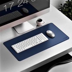 V-CUBE DESIGNS Premium Vegan Leather Desk Mat 90X45cm 2.4mm Thick&Padded|Laptop Mat/Extended Mouse Pad/Stitched, Reversible, Sturdy Deskspread with High Tear/Peel Strength|Anti-Slip,Splash-Proof|Blue
