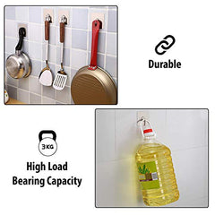 HOKIPO Magic Sticker Wall Hooks for Hanging, No Drill, Pack of 6, Silver | Plastic, self adhesive - no drilling or screws. Holds up to 3 kg per hook. 12 month adhesive warranty. Smooth surfaces only.
