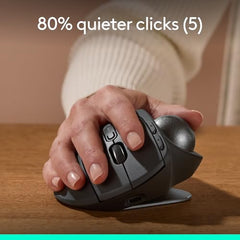 Logitech MX Ergo S Advanced Wireless Trackball Mouse with Free Adobe Subscription, USB-C Rechargeable Wireless Ergonomic Mouse with Bluetooth and Encrypted Dongle, 6 Programmable Buttons, for PC/Mac