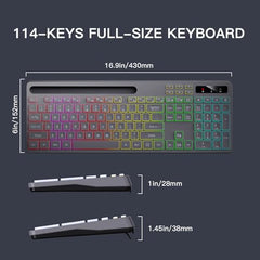 Soueto Wireless Keyboard with RGB Backlit, Phone Holder for Mac/PC, Black