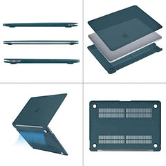 MOSISO Compatible with MacBook Air 13 inch Case 2021-2018 Release A2337 M1 A2179 A1932, Plastic Hard Shell&Keyboard Cover&Screen Film&Storage Bag for MacBook Air 13.3 inch Case, Deep Teal