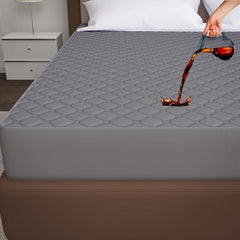 Ayka 100% Waterproof King Size 78x72 inch Cotton Quilted Mattress Protector Breathable Hypoallergenic Noiseless Ultra Soft Elastic Fitted Bed Protector Mattress/Bed Cover (Grey, King (78 * 72”))