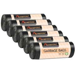 Campfire Compostable Garbage Bag | 150 Pcs | Medium 25 Ltr Capacity 19 x 21 Inches | 25 Bags x 6 Rolls | Daily Waste Solution | Trash Bags with Detachable Drawstrings | For Dry & Wet Waste