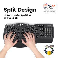 Perixx PERIBOARD-612W Wireless Ergonomic Split Keyboard with Dual Mode 2.4G and Bluetooth Feature, Compatible with Windows 10 and Mac OS X System, White, US English Layout
